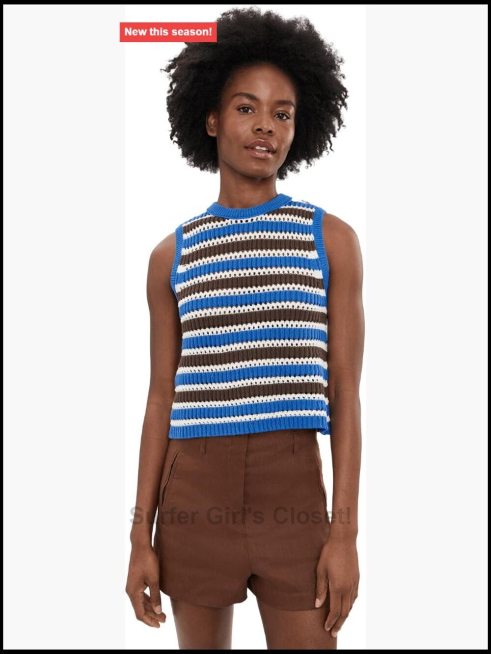 Madewell Loriana Texture Stripe Tank 100% Cotton Sleeveless Crew Neck Relaxed